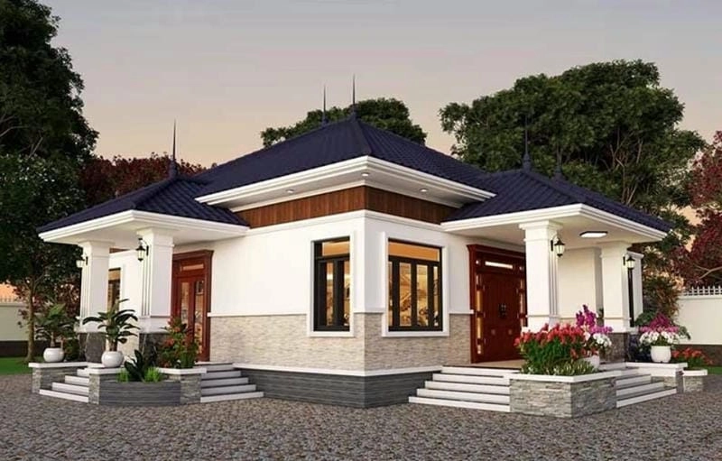 Phong cách trẻ trung với mẫu nhà 2 mặt tiền cấp 4