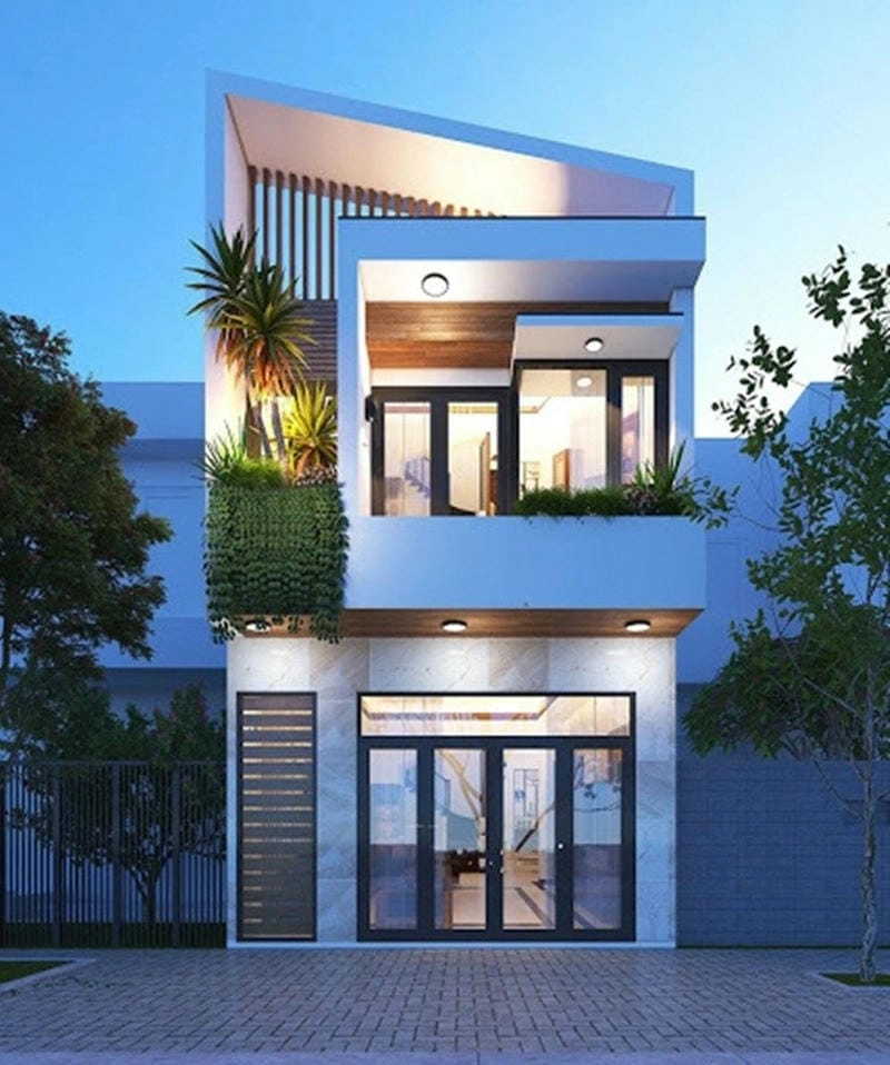Ngắm nhìn mẫu mặt tiền nhà ống 2 tầng trẻ trung hài hòa