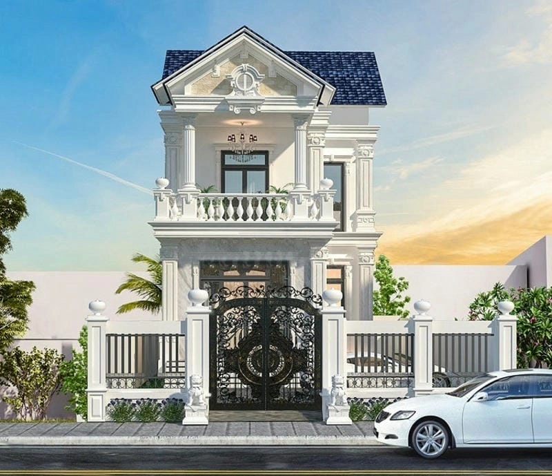 mẫu nhà tân cổ điển 2 tầng đẹp hút mắt chuẩn phong cách