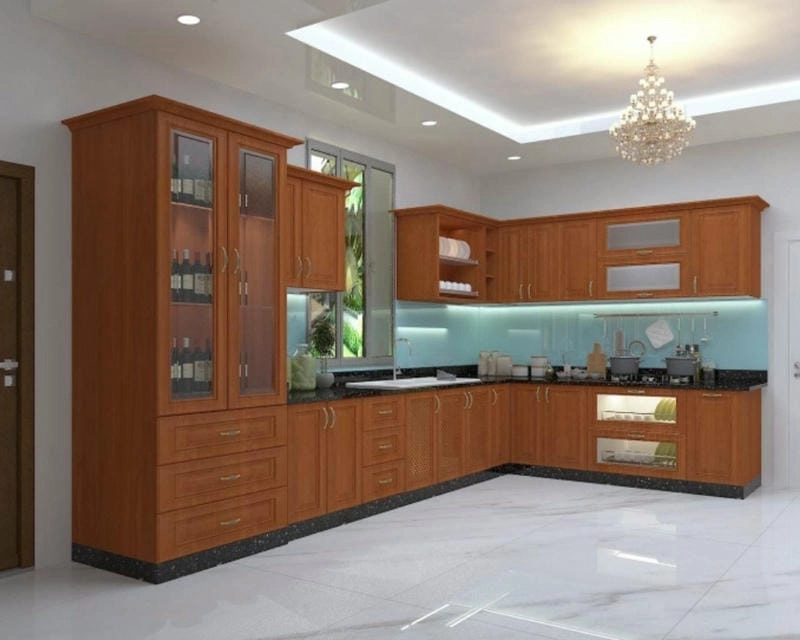 kệ gỗ ngăn phòng bếp vừa trang trí vừa tạo không gian riêng