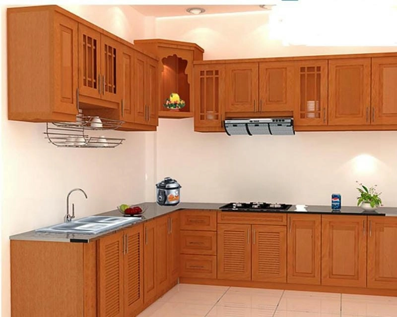 mẫu kệ bếp gỗ phù hợp nhiều diện tích nhà bếp nhỏ