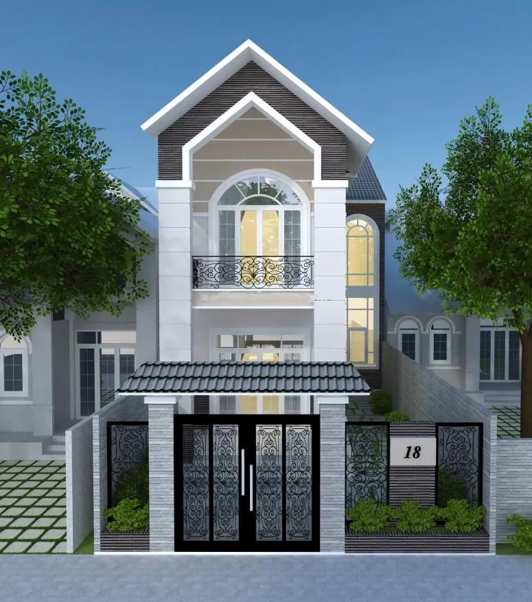 Chiêm ngưỡng mẫu nhà ống 2 tầng có gác lửng 5x15 nhà ống mái thái