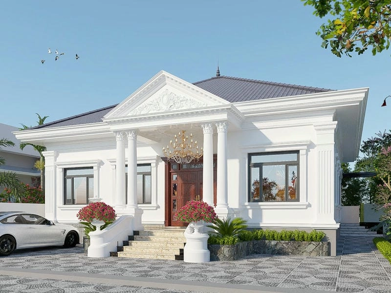 mẫu nhà mái thái cấp 4 đẹp hiện đại phù hợp nông thôn