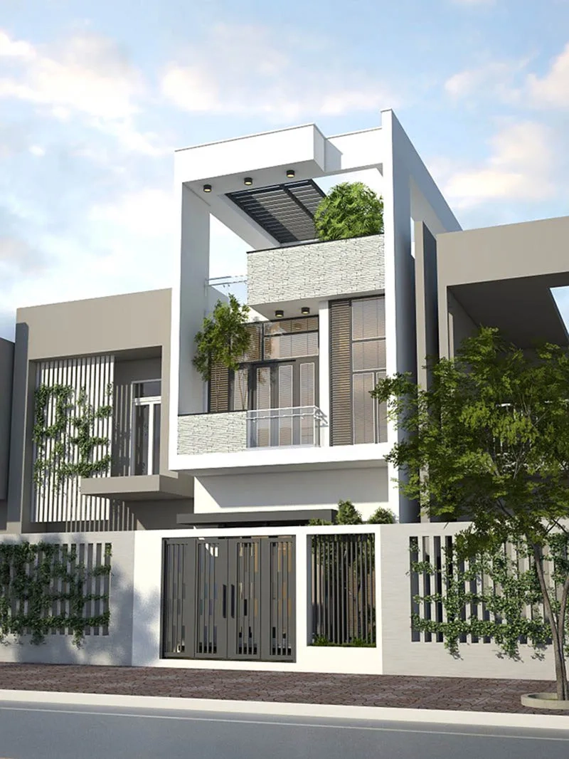 Khám phá mẫu nhà ống 2 tầng đẹp mái bằng hiện đại