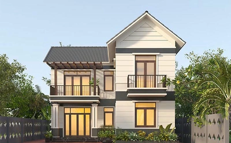 Tổng hợp mẫu nhà 2 tầng chữ l đẹp 2021 phong cách tối giản