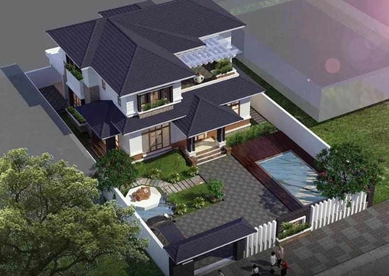 mẫu nhà 2 tầng lợp ngói đẹp truyền cảm hứng thiết kế mới