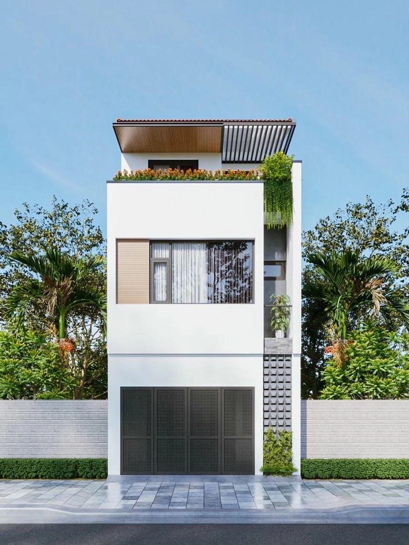 Tối ưu không gian mẫu nhà 2 tầng 1 tum 3 phòng ngủ tiện ích