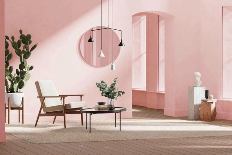 sơn nhà màu hồng nhẹ nhàng mẫu sơn nhà màu hồng