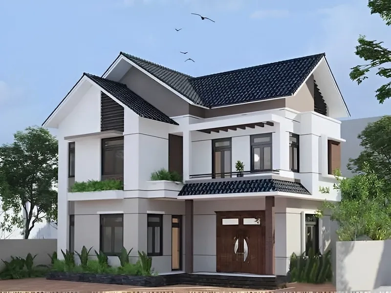 Ngắm mẫu nhà mái thái 2 tầng mặt tiền 8m đẹp mắt