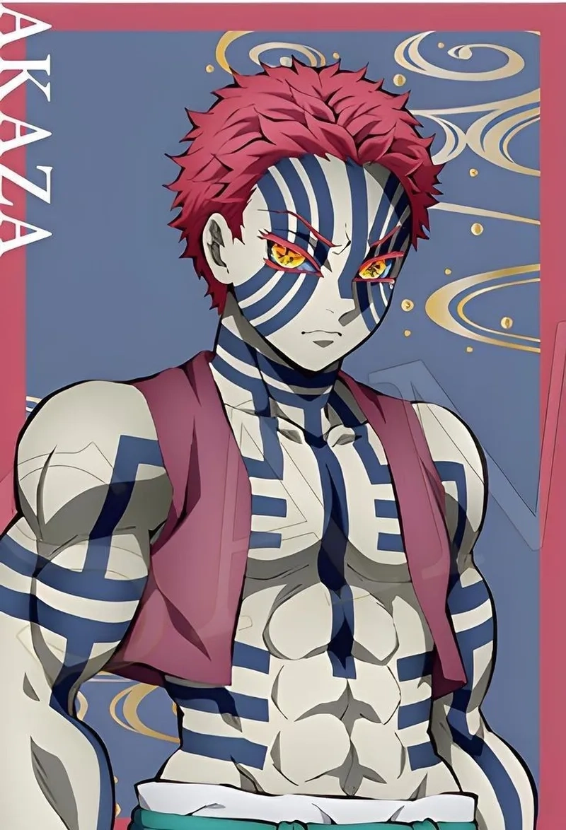 Hình ảnh akaza ghi dấu bởi thần thái lạnh lùng và phong cách chiến đấu mạnh mẽ