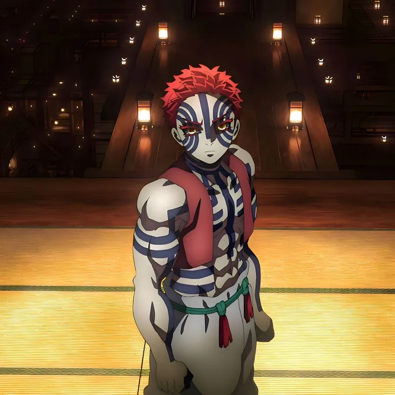 Akaza chibi mang lại sự đối lập thú vị giữa vẻ ngoài đáng yêu và tính cách bạo lực