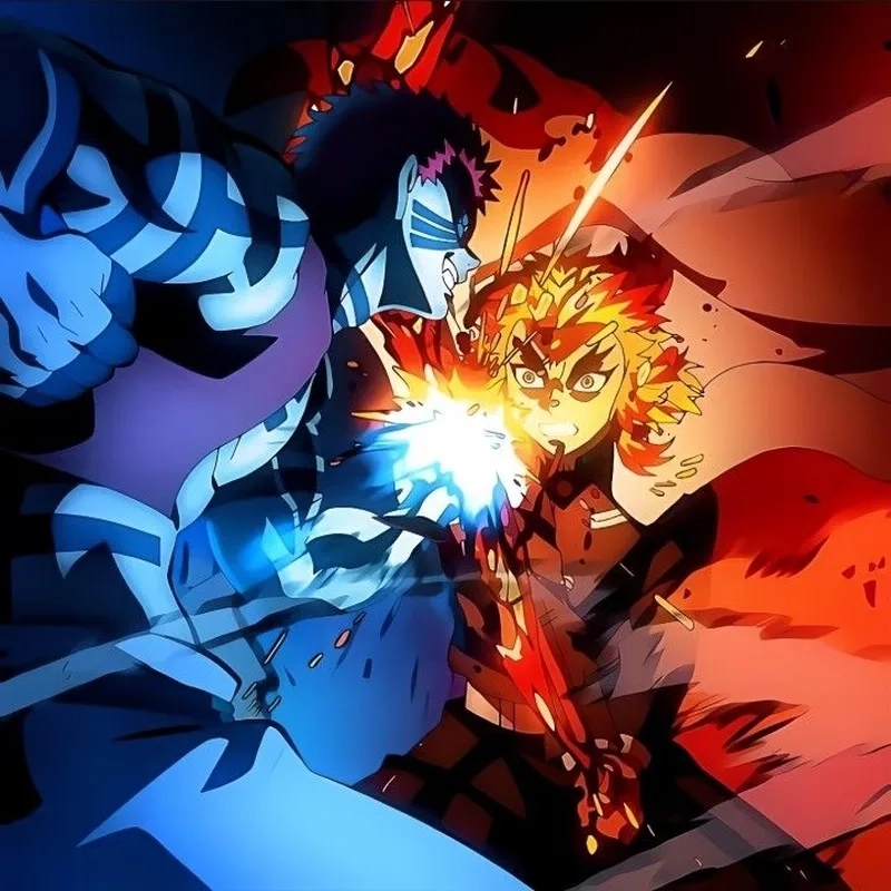 Ảnh rengoku vs akaza thường là các cảnh cháy nổ, tốc độ cao, đẹp như tranh