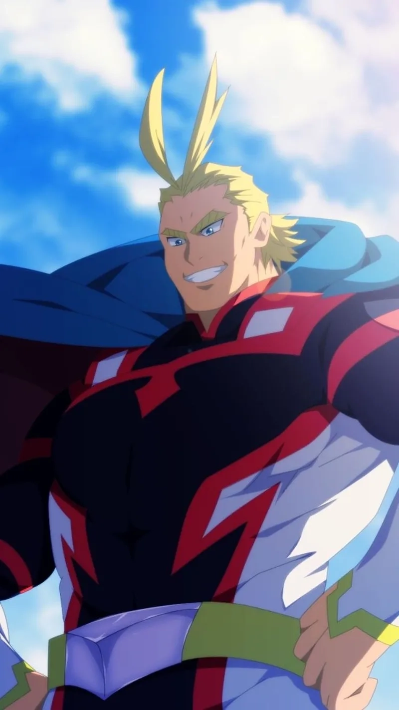 All Might anime được thể hiện mạnh mẽ và đầy cảm xúc qua loạt phim hoạt hình.