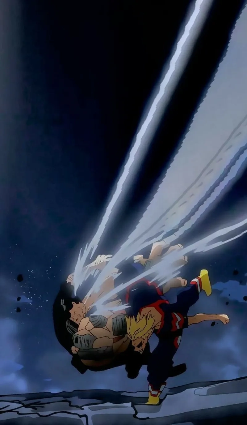 All Might vs Nomu manga miêu tả trận chiến căng thẳng và dữ dội trong truyện tranh.