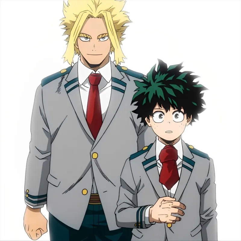 Deku x All Might thể hiện sự kính trọng và gắn bó của học trò dành cho thầy giáo.