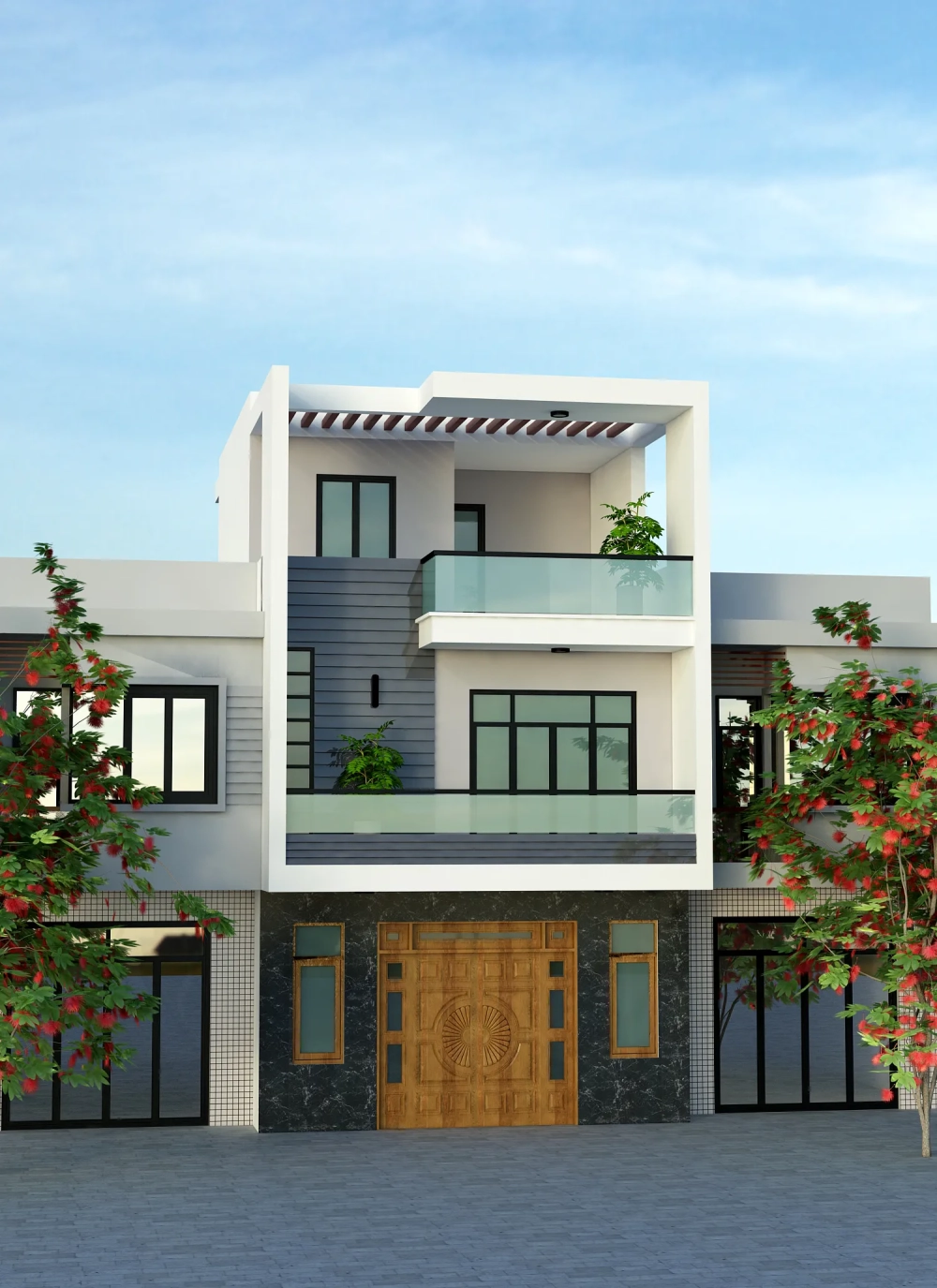 Gợi ý mẫu nhà ống 2 tầng nông thôn 500 triệu 2024 thêm tum tiện nghi