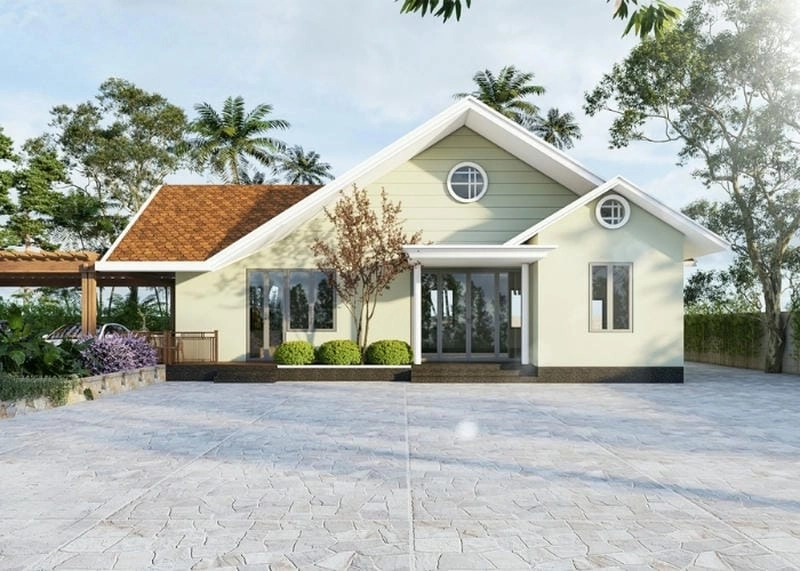 mẫu nhà ngang cấp 4 nông thôn đơn giản tiện nghi giá rẻ