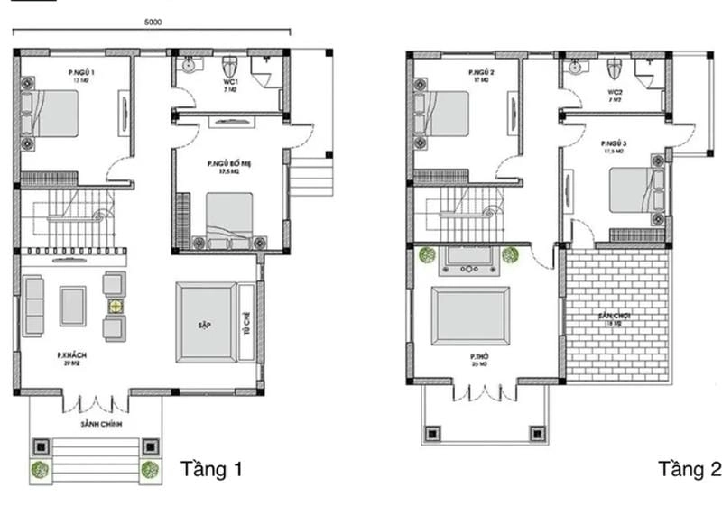 Tổng hợp các bản vẽ thiết kế nhà 2 tầng đẹp tiện nghi