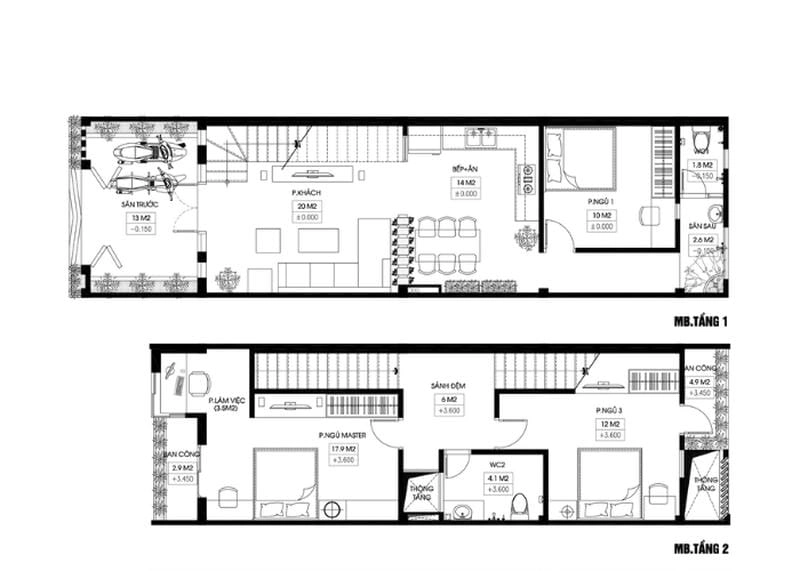 Ấn tượng với bản vẽ phối cảnh nhà 2 tầng hiện đại