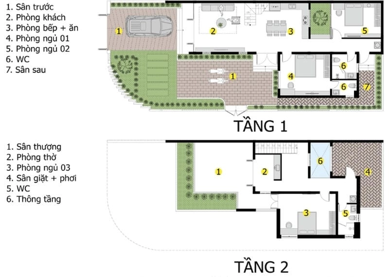 Ngắm nhìn bản vẽ nhà 2 tầng nông thôn truyền thống kết hợp hiện đại