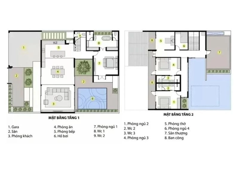 Tham khảo bản vẽ biệt thự 2 tầng hiện đại phong cách châu Âu