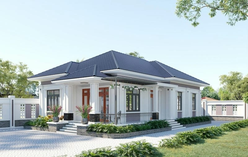 mẫu nhà biệt thự 1 tầng hiện đại trẻ trung phù hợp Việt Nam