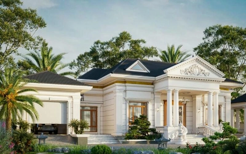 mẫu nhà biệt thự đẹp 1 tầng phong cách Việt Nam sang trọng