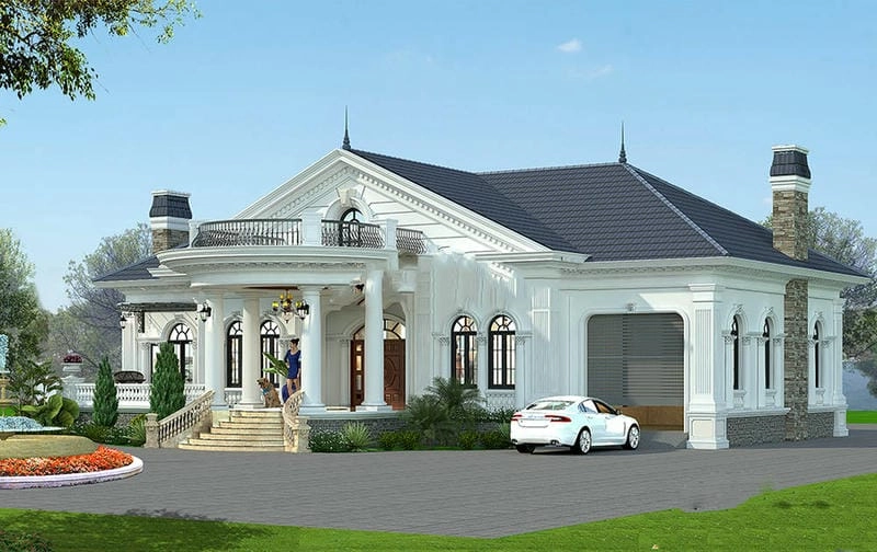 mẫu nhà biệt thự 1 tầng đẹp hiện đại phối cảnh nhẹ nhàng ấn tượng