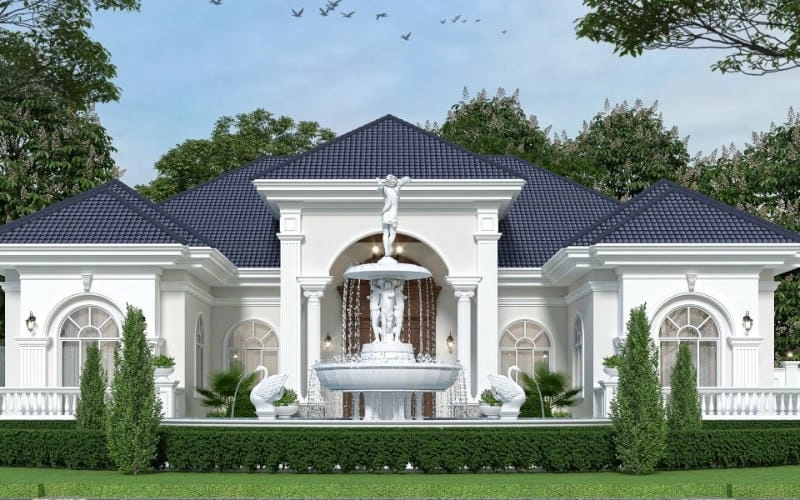 mẫu nhà biệt thự tân cổ điển phối cảnh sang trọng cuốn hút