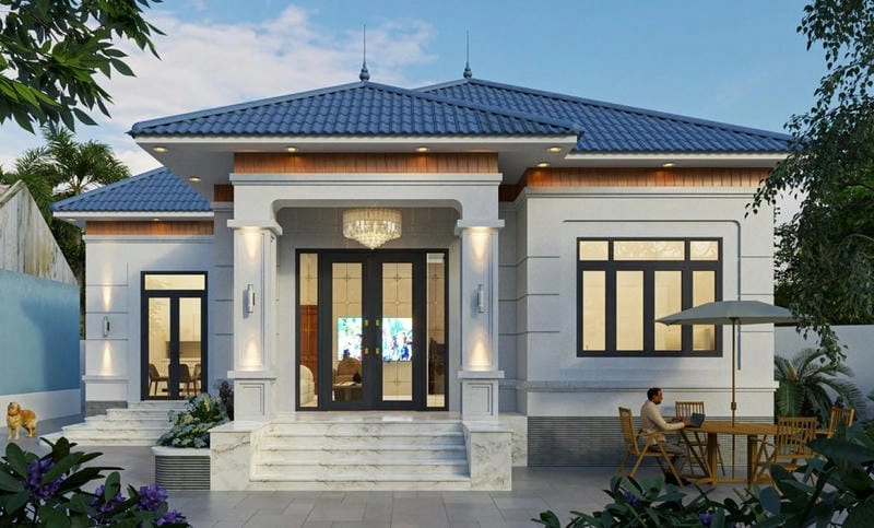 mẫu nhà vườn 1 tầng 3 phòng ngủ tối ưu diện tích tiện nghi