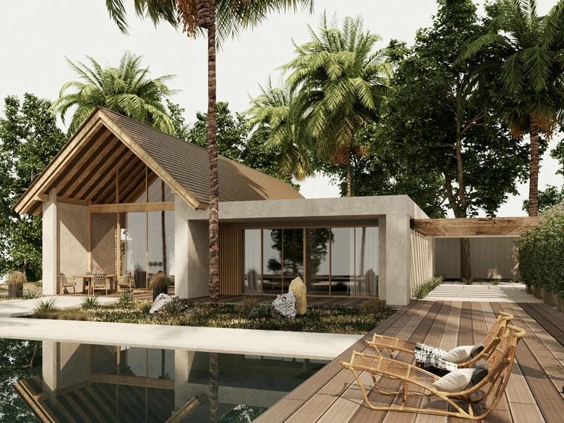 mẫu nhà biệt thự mái nhật thiết kế hiện đại nhẹ nhàng