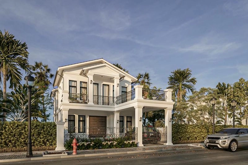 mẫu nhà biệt thự kiểu pháp sang trọng cổ điển cuốn hút