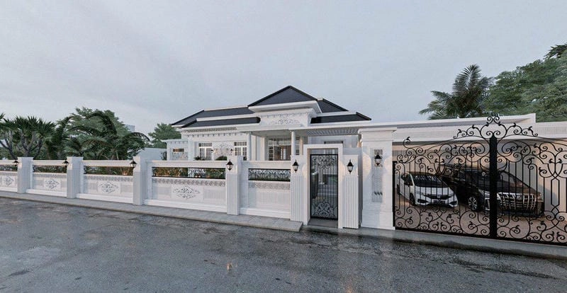 mẫu nhà biệt thự 1 tầng 3 phòng ngủ tiện nghi cho gia đình trẻ