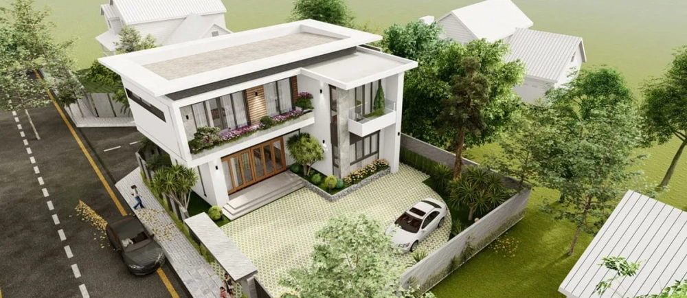 Ngắm nhìn mẫu nhà chữ l 2 tầng mái thái tinh tế