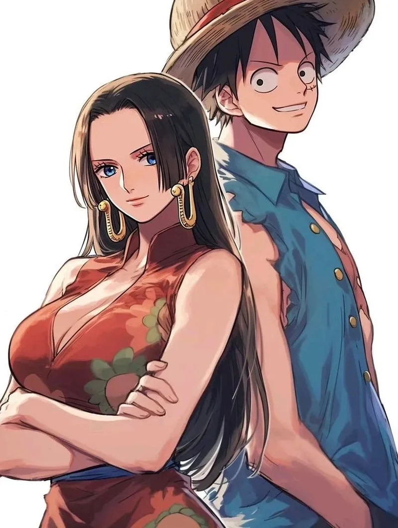 Hình Luffy và Boa thời ở Amazon Lily