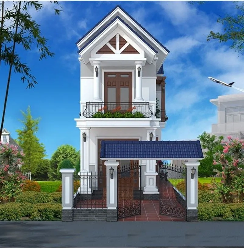 Tham khảo mẫu nhà ống 2 tầng có sân thượng nhà ống mái thái