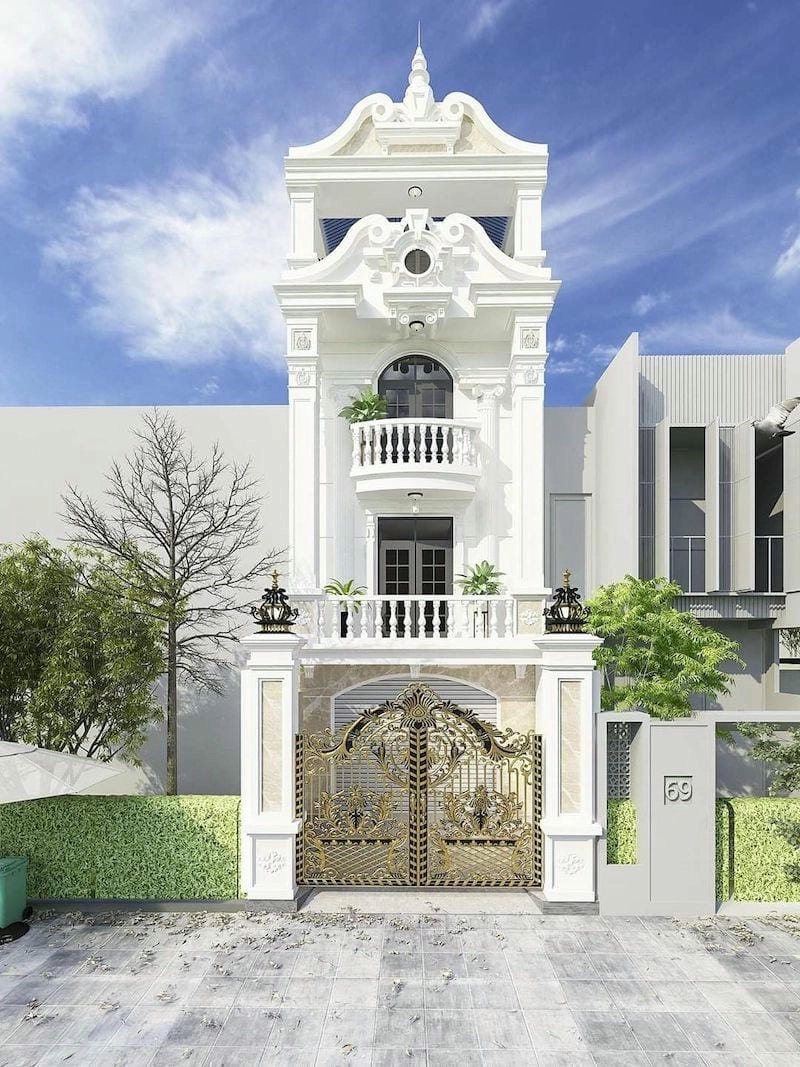 sơn nhà màu trắng ngọc trai không gian sáng sang trọng đẹp