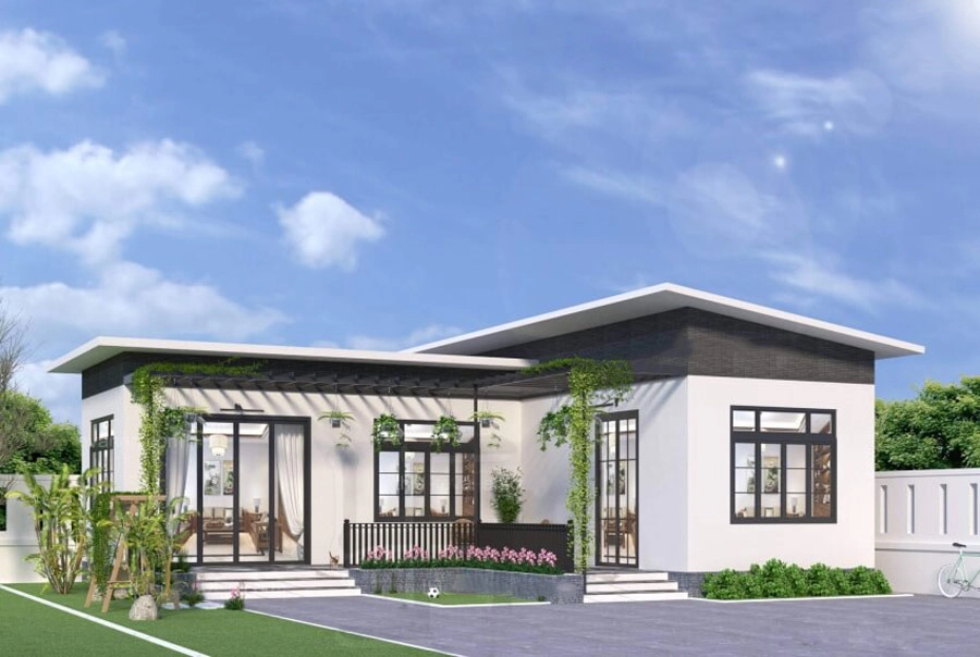 Ý tưởng mẫu nhà cấp 4 chữ l ở nông thôn