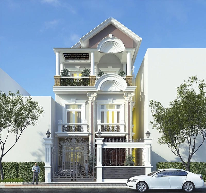 mẫu nhà biệt thự 8x15 không gian hài hòa thoáng đãng