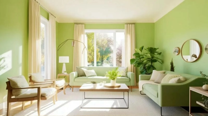 sơn nhà màu xanh lá pastel mang mẫu sơn nhà màu xanh ấn tượng