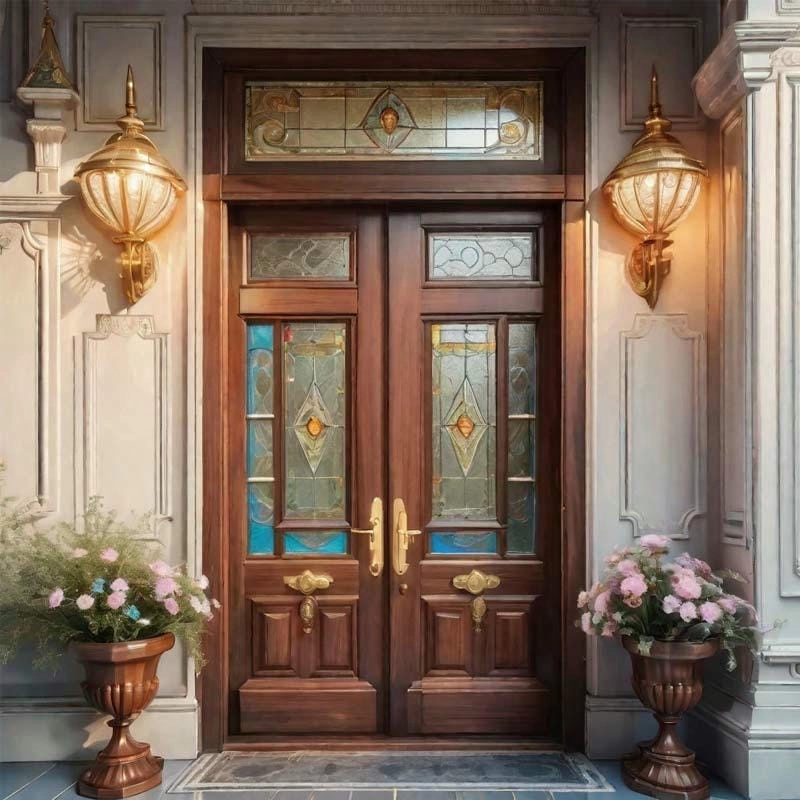 mẫu cửa gỗ nhà chính đẹp tạo ấn tượng mạnh cho mặt tiền