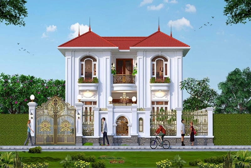 mẫu nhà biệt thự 2 tầng 100m2 thiết kế thông minh tiện nghi