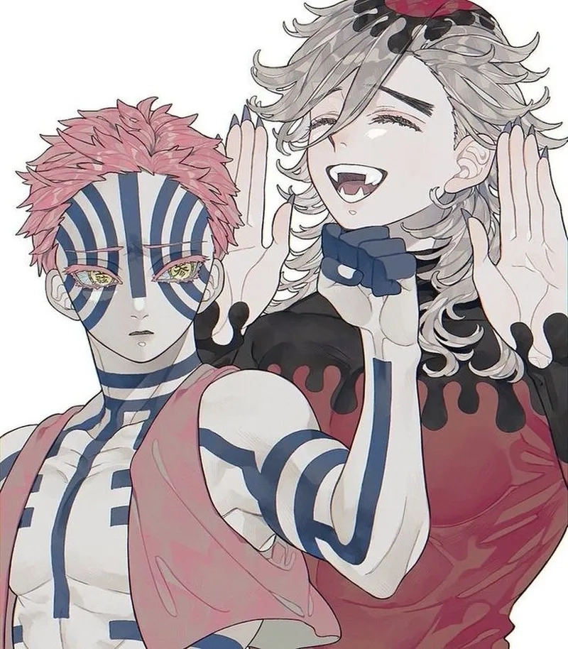 Hình ảnh đôi bạn Douma Akaza đầy sức mạnh và thú vị