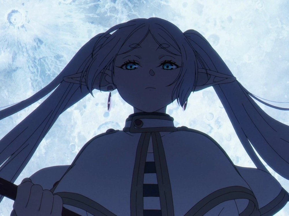 Cute Frieren với biểu cảm nhẹ nhàng và ánh mắt mơ màng