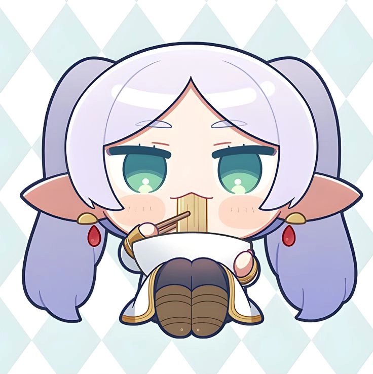 Frieren chibi meme hài hước với biểu cảm độc đáo