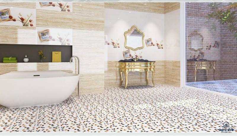 phối màu gạch nhà tắm sáng tạo tạo điểm nhấn đẹp