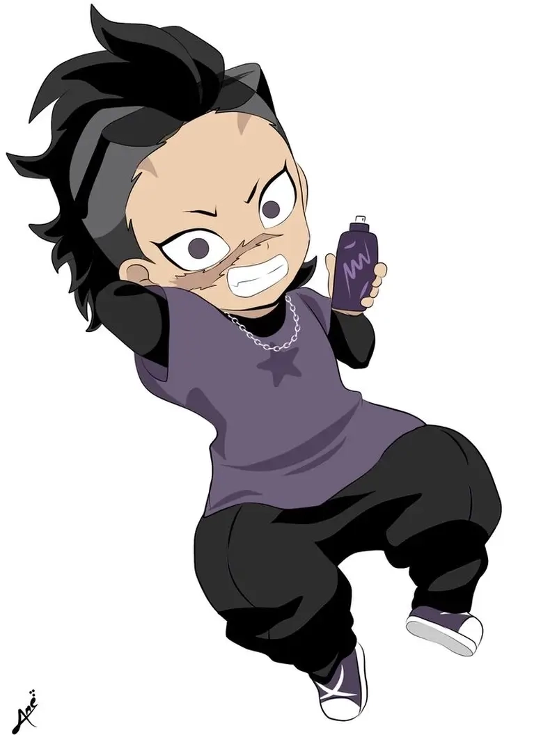 Genya chibi cute với biểu cảm ngây ngô và đáng yêu