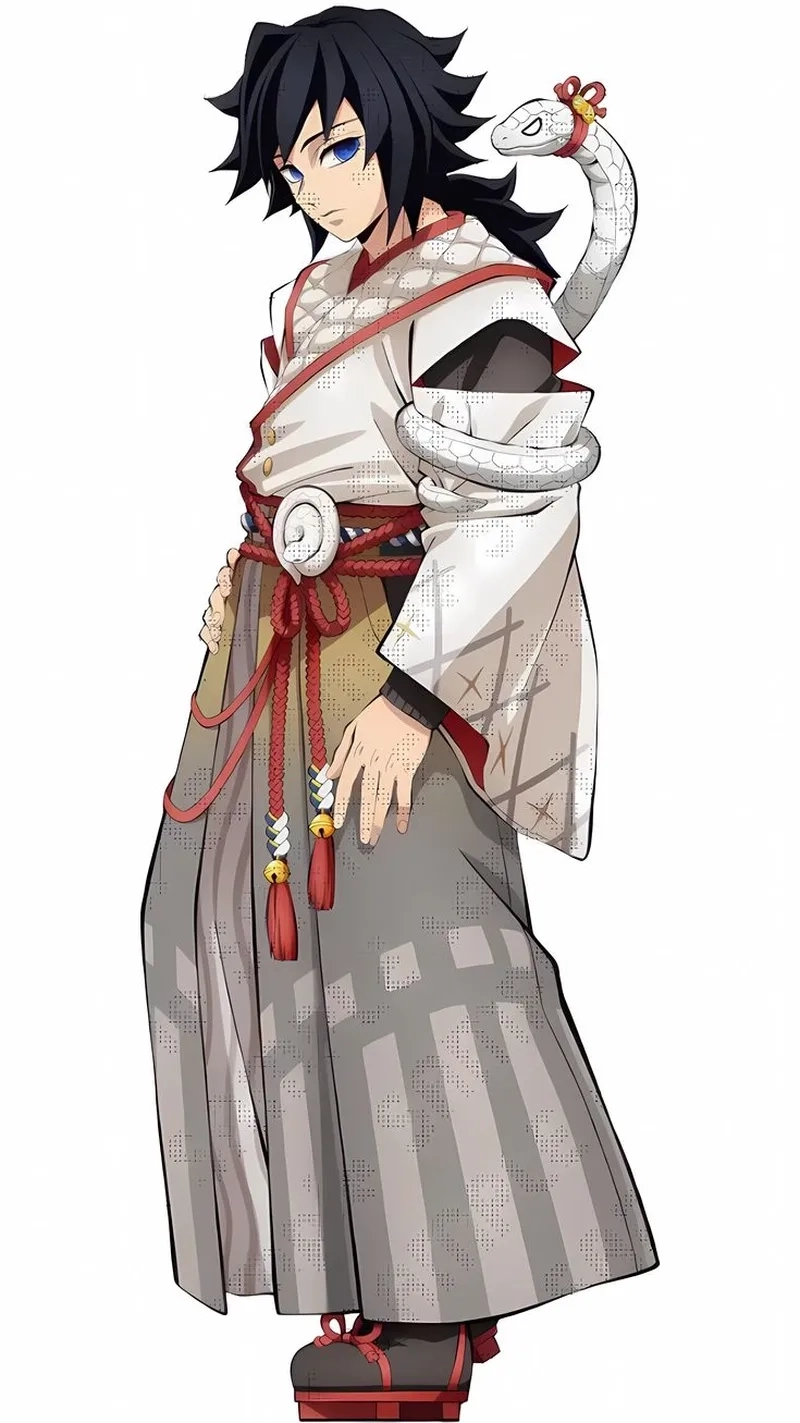 Giyuu Kimetsu no Yaiba có ngoại hình ấn tượng với haori hai màu và ánh mắt cương nghị