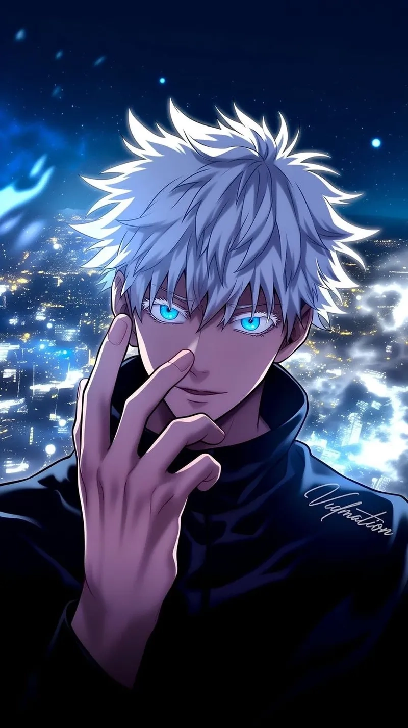 Gojo mewing meme hài hước với biểu cảm khó đỡ của thầy Gojo