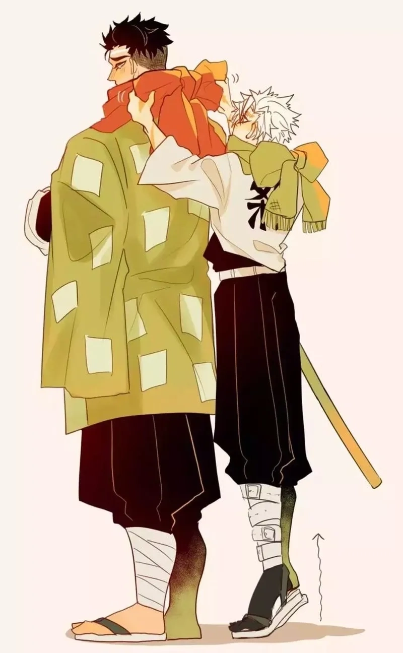 Sanemi x Gyomei thể hiện sự phối hợp ăn ý giữa Phong trụ và Nham trụ